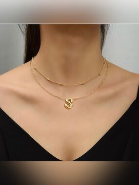 PANSHI Jewelry Statement Initial Necklace Set
